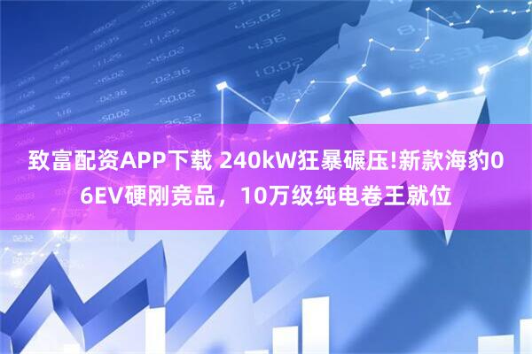 致富配资APP下载 240kW狂暴碾压!新款海豹06EV硬刚竞品，10万级纯电卷王就位