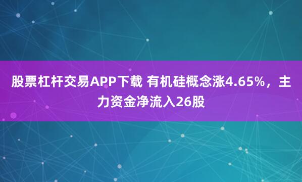 股票杠杆交易APP下载 有机硅概念涨4.65%，主力资金净流入26股