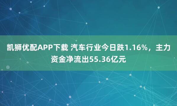凯狮优配APP下载 汽车行业今日跌1.16%，主力资金净流出55.36亿元