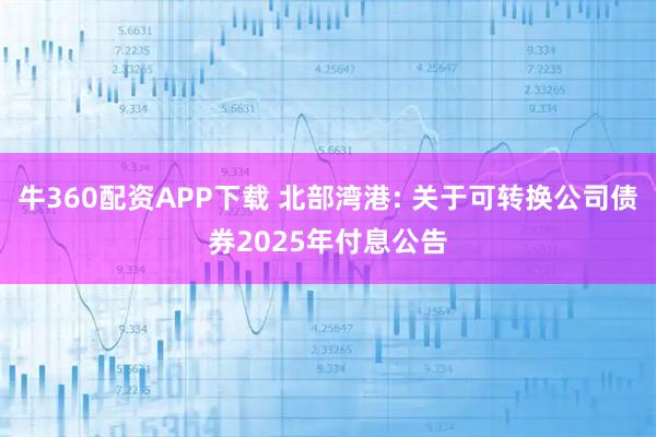 牛360配资APP下载 北部湾港: 关于可转换公司债券2025年付息公告