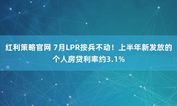 红利策略官网 7月LPR按兵不动！上半年新发放的个人房贷利率约3.1%